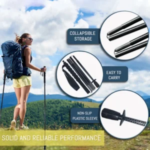 Trekking Poles City Walking Sticks-Carbon Fiber Lightweight 5 sections Folding poles Hiking Poles Running Climbing Stick