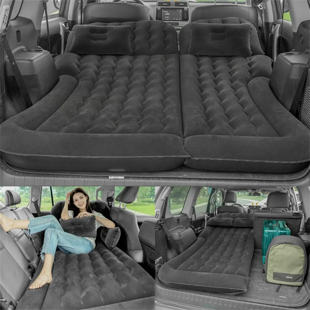 Inflatable Car Mattress Bed Truck SUV Backseat Camping Air Mattress with Air Pump & Pillow, Blow Up Car Sleeping Mattress